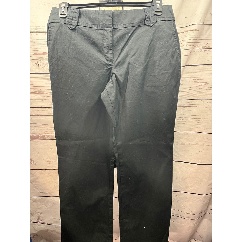 Ann Taylor LOFT Julie Fit Black Straight Leg Cotton Trousers Womens Size 12